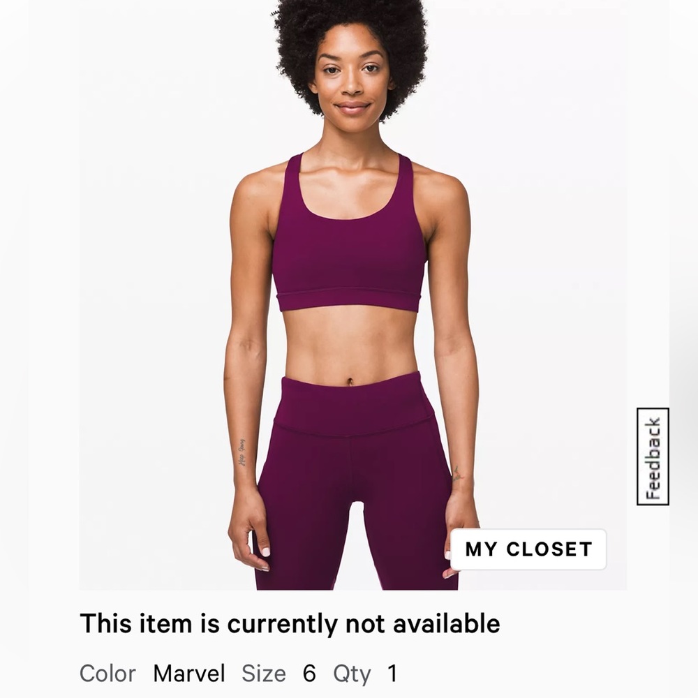 NWT lululemon invigorate bra marvel size 6